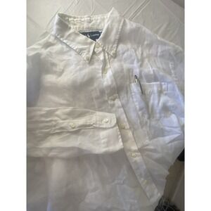 Men's Ralph Lauren Custom Fit 100% Linen White Long Sleeve Shirt-‎ Size 2XL